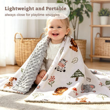 Load image into Gallery viewer, HOMRITAR Animals Baby Blanket for Boys Girls Double Layer Dotted Backing