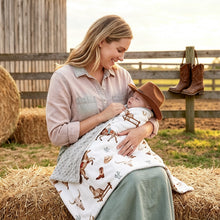 Load image into Gallery viewer, HOMRITAR Cowboy Baby Blanket for Boys Double Layer Dotted Backing