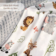 Load image into Gallery viewer, HOMRITAR Animals Baby Blanket for Boys Girls Double Layer Dotted Backing