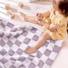 Load image into Gallery viewer, Checkered Baby Blanket Fleece Baby Blankets for Girls, Ultra Soft Cozy Fluffy Warmer Infant Toddler Newborn Receiving Blankets for Crib Stroller 30 x 40 Inch, Purple