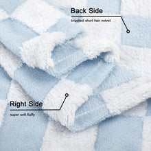 Load image into Gallery viewer, Checkered Baby Blanket for Boys Girls Warm Cozy Reversible Checkerboard Toddler Blankets, Fluffy Fuzzy Plush Lightweight Bed Blanket with Chessboard Grid Design 350GSM Baby Blue 30 x 40 Inch