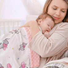 Load image into Gallery viewer, Super Soft Baby Blanket for Girls, Elephant Print Minky Receiving Blanket for Newborn Nursery, Double Layer Dotted Backing Cozy Bed Throw, Pink, 30x40 Inch