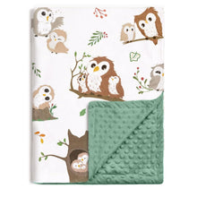 Load image into Gallery viewer, Baby Blankets for Unisex Boys Girls, Ultra Soft Nursery Minky Blankets with Owl Family Design and Dotted Fleece Backing, Cozy Bed Throws for Newborn Toddler Gift 30 x 40 Inch