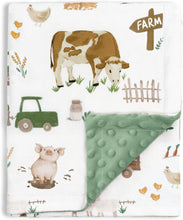 Load image into Gallery viewer, Baby Blanket for Boys Girls Soft Plush Minky Toddler Blanket with Double Layer Dotted Backing, Cute Farm Cow Multicolor Printed 30 x 40 Inch (75 x 100 cm)