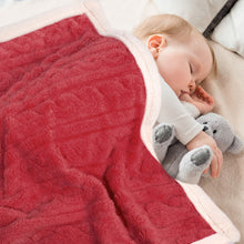 Load image into Gallery viewer, HOMRITAR Baby Blanket for Boys Girls Fluffy Toddler Blanket with Stylish 3D Jacquard Plush Newborn Blanket 30 x 40 Inches Red