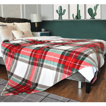 Load image into Gallery viewer, Throw Blanket with Plaid Warm Bed Blanket fit Sofa and Couch (50 x 60 inch, Red)