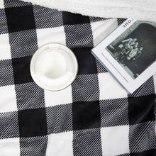 Load image into Gallery viewer, Sherpa Fleece Blanket for Couch Super Soft Warm Blanket with Plaid Design ( Black/White, 50 x 60 inch)