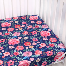 Load image into Gallery viewer, Elegant Floral Baby Toddler Bedding Set Toddler Mattress Up to 8”Thickness, Navy Floral