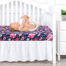 Load image into Gallery viewer, Elegant Floral Baby Toddler Bedding Set Toddler Mattress Up to 8”Thickness, Navy Floral