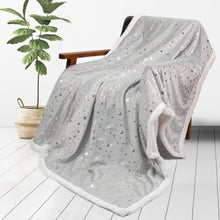 Load image into Gallery viewer, Minky Blanket with Sherpa Plush Backing (50 x 60 Inch, Lovely Grey Star)