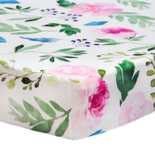 Load image into Gallery viewer, Super Soft Jersey Knit Crib Sheet with Floral Design 28"x 52"x 9''