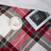 Load image into Gallery viewer, Sherpa Fleece Blanket with Plaid Design for Kids ( Red, 50 x 60 inch)