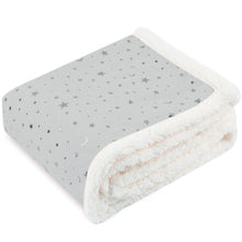 Load image into Gallery viewer, Minky Blanket with Sherpa Plush Backing (50 x 60 Inch, Lovely Grey Star)