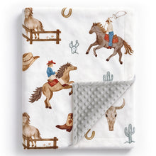 Load image into Gallery viewer, HOMRITAR Cowboy Baby Blanket for Boys Double Layer Dotted Backing
