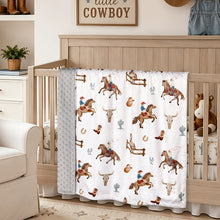 Load image into Gallery viewer, HOMRITAR Cowboy Baby Blanket for Boys Double Layer Dotted Backing
