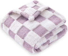 Load image into Gallery viewer, Checkered Baby Blanket Fleece Baby Blankets for Girls, Ultra Soft Cozy Fluffy Warmer Infant Toddler Newborn Receiving Blankets for Crib Stroller 30 x 40 Inch, Purple

