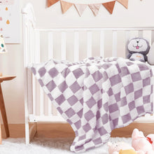 Load image into Gallery viewer, Checkered Baby Blanket Fleece Baby Blankets for Girls, Ultra Soft Cozy Fluffy Warmer Infant Toddler Newborn Receiving Blankets for Crib Stroller 30 x 40 Inch, Purple
