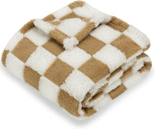 Load image into Gallery viewer, Super Soft Baby Blankets for Boys Girls Warm Cozy Reversible Checkerboard Toddlers Blanket, Fluffy Fuzzy Plush Lightweight Bed Blanket with Chessboard Grid Design 350GSM Khaki 30 x 40 Inch
