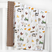 Load image into Gallery viewer, Baby Blanket for Boys Soft Lightweight Minky Blanket with Double Layer Dotted Backing for Infant Toddler Nursery Crib with Cute Farm Animals Design 30 x 40 Inch
