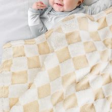 Load image into Gallery viewer, Baby Blanket for Unisex Soft Cozy Reversible Checkerboard Toddler Blankets, Fluffy Fuzzy Plush Lightweight Bed Blanket with Chessboard Grid Design 350GSM Khaki 30 x 40 Inch
