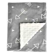 Load image into Gallery viewer, BORITAR Baby Blanket Super Soft Minky with Double Layer Dotted Backing, Little Grey Arrows Printed 30 x 40 Inch, Receiving Blankets
