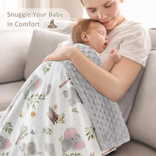 Load image into Gallery viewer, BORITAR Baby Blanket for Boys Girls Super Soft Double Layer Minky with Dotted Backing, Lovely Grey Elephant Animal Design Blanket for Toddler Newborn 30 x 40 Inch(75x100cm)

