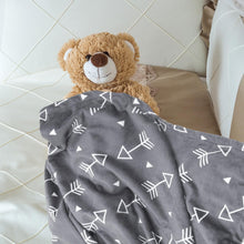 Load image into Gallery viewer, BORITAR Baby Blanket Super Soft Minky with Double Layer Dotted Backing, Little Grey Arrows Printed 30 x 40 Inch, Receiving Blankets

