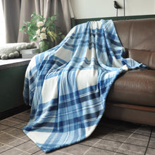 Load image into Gallery viewer, Flannel Fleece Throw Blanket with Plaid (50 x 60 inch, Blue)
