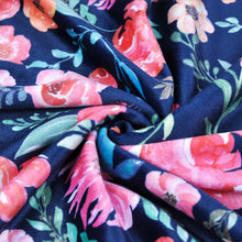 Load image into Gallery viewer, Elegant Receiving Blanket with Pink Floral Multicolor Printed Blanket 30 x 40 Inch(75x100cm), Navy Blue
