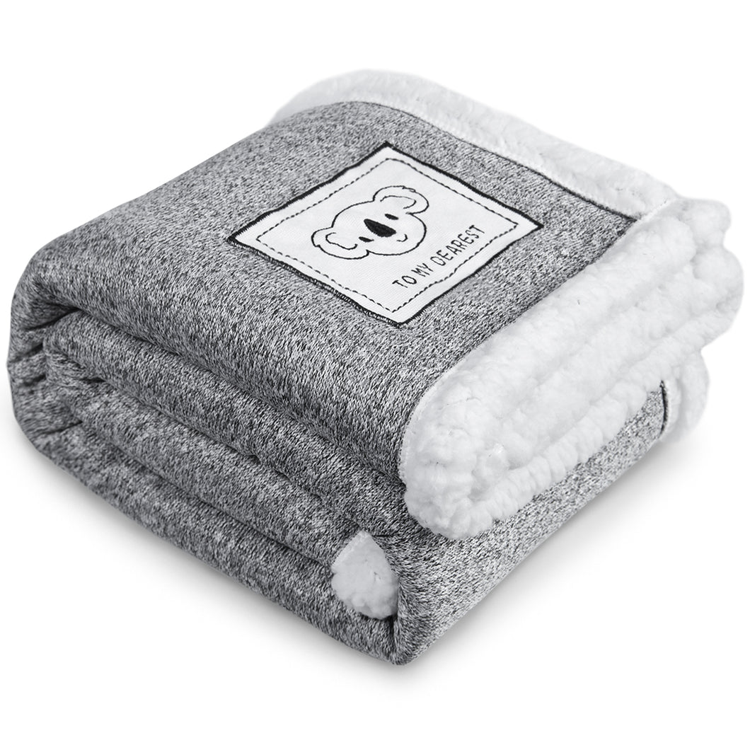 Baby Blanket with Plush Sherpa Fleece for Boys and Girls (30 x 40inch,Grey)