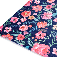 Load image into Gallery viewer, Elegant Receiving Blanket with Pink Floral Multicolor Printed Blanket 30 x 40 Inch(75x100cm), Navy Blue
