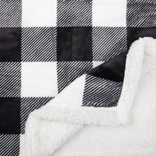 Load image into Gallery viewer, Sherpa Fleece Blanket for Couch Super Soft Warm Blanket with Plaid Design ( Black/White, 50 x 60 inch)
