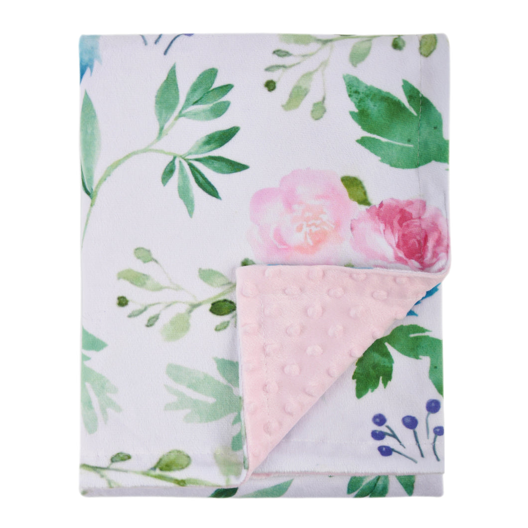 Receiving Blanket with Pink Floral Multicolor Printed Blanket 30 x 40 Inch(75x100cm)