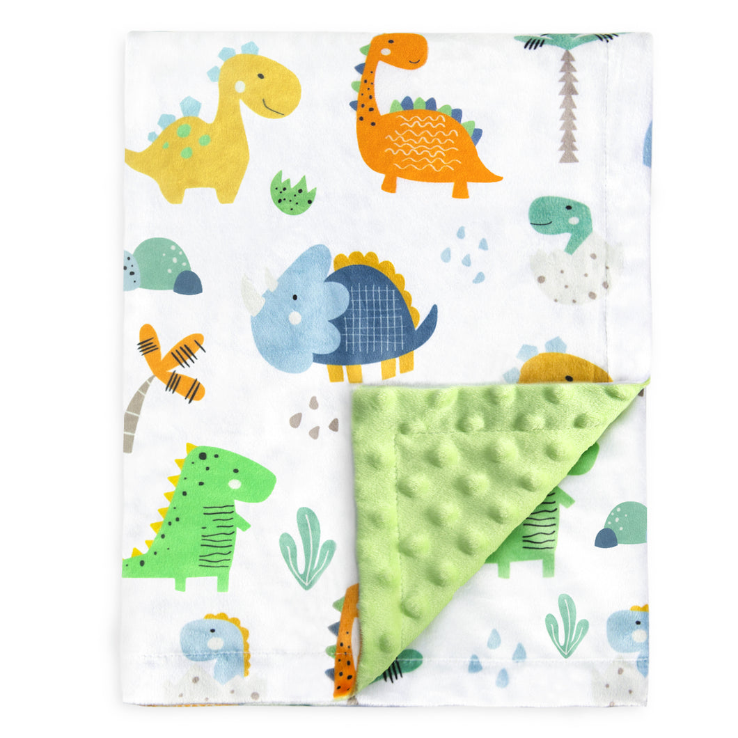 Cute Dinosaur Multicolor Printed 30 x 40 Inch Receiving Blanket