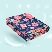 Load image into Gallery viewer, Elegant Receiving Blanket with Pink Floral Multicolor Printed Blanket 30 x 40 Inch(75x100cm), Navy Blue
