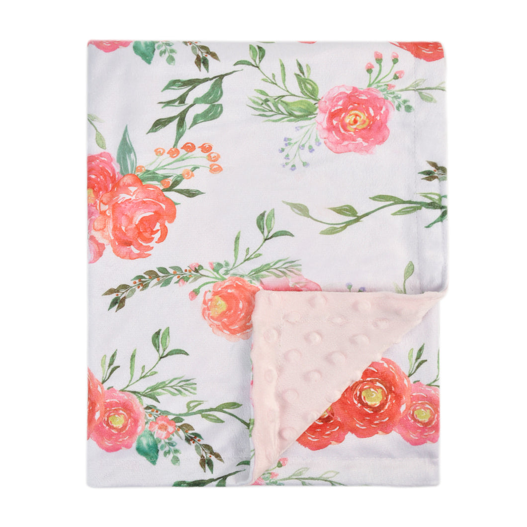 Receiving Blanket with Pink Floral Multicolor Printed Blanket 30 x 40 Inch(75x100cm)