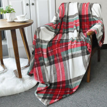 Load image into Gallery viewer, Throw Blanket with Plaid Warm Bed Blanket fit Sofa and Couch (50 x 60 inch, Red)
