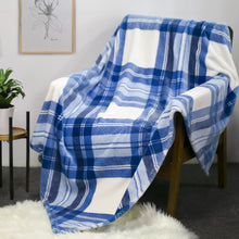 Load image into Gallery viewer, Flannel Fleece Throw Blanket with Plaid (50 x 60 inch, Blue)
