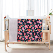 Load image into Gallery viewer, Elegant Receiving Blanket with Pink Floral Multicolor Printed Blanket 30 x 40 Inch(75x100cm), Navy Blue
